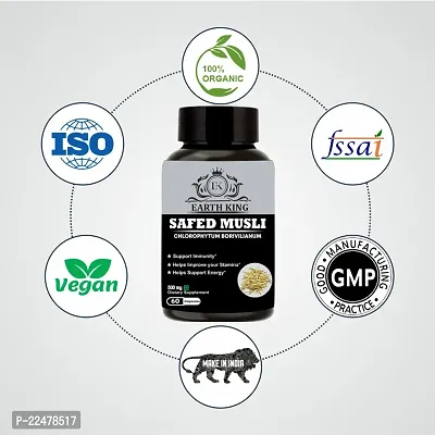 EARTH KING Safed Musli Extract Capsule (Chlorophytum Borivilianum) Supports Strength  Stamina ndash; 500mg 60 Capsules-thumb4