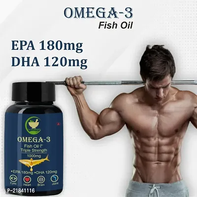 FIJ AYURVEDA Triple Strength 3 Fish Oil Fatty Acid 1000mg | Omega3 Capsule (180 mg EPA  120 mg DHA) Fish Oil Capsule | Supports Healthy Heart, Brain, Better Skin, Bones, Joint  Eye Care - 60 Softgel-thumb3