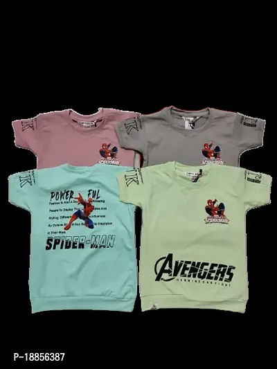 Boys Colourblocked Printed Cotton T-Shirt Combo Set Of 4