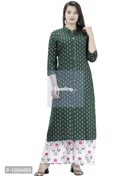 Straight Multicoloured  Rayon Kurta Palazzo Set