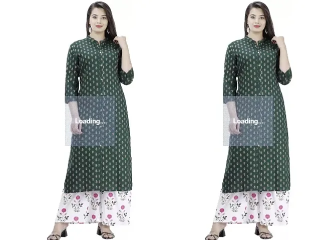 Straight Multicoloured Rayon Kurta Palazzo Set Pack Of 2