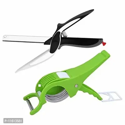 combo of veg cutter and clever cutter smart cutter pack of 2 (green , black) Vegetable  Fruit Slicer (2 veg cutter) Vegetable  Fruit Slicer  (1 veg cutter, 1 clever cutter)-thumb0