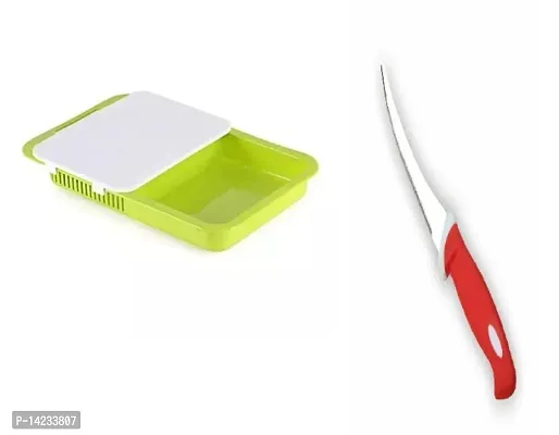 Movable Chopping Board 2 section Tray with knife-thumb0