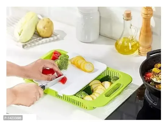 Movable Chopping Board 2 section Tray with knife-thumb0