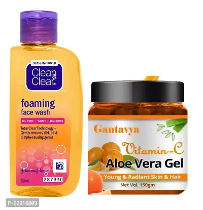 Clean  Clear foaming Face Wash  Gantvya Vitamin-c Aloevera Gel-thumb0