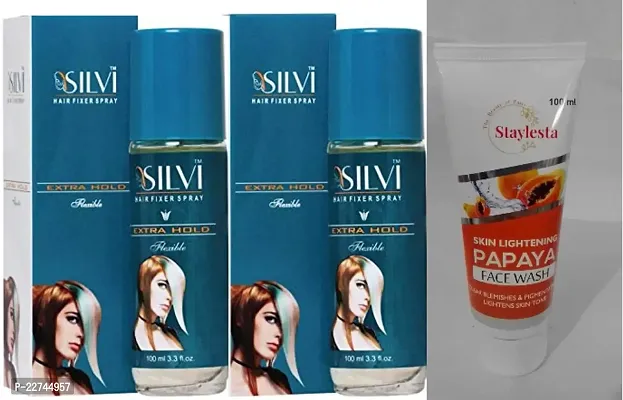 Silvi Hair Fixer Spray  Combo  Staylesta Papaya Face Wash