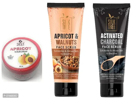 Silvi Apricot scrub cream  Silktree Apricot Walnuts Face Scrub  Activated Charcoal Face Scrub