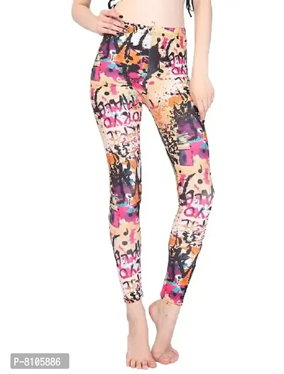 Yoga Bazaar Stretchable Sports Gym Tights/Printed Leggings/Yoga Pants for women (Free Size, Multicolour 3)