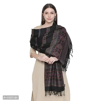 Stylish Cotton Black Stole For Women