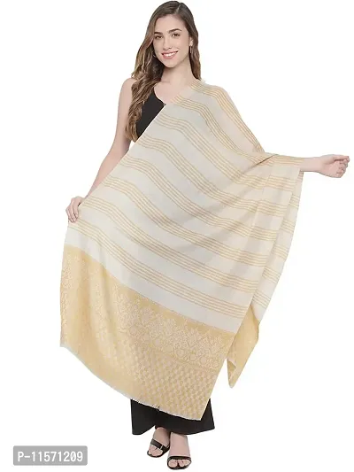 Stylish Cotton Yellow Striped Stole For Women