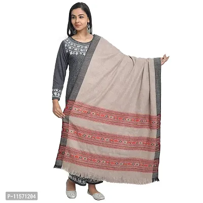 Stylish Wool Beige Ethnic Print Stole For Women-thumb0