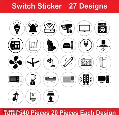 Switch Sticker For for Electric Board Appliances 27 Designs in Total 540 Stickers (20 pieces Each)