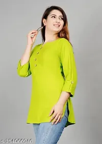 Nidhi Women's Rayon Casual Solid Fashionable Tops for women (Lime Green)-thumb1