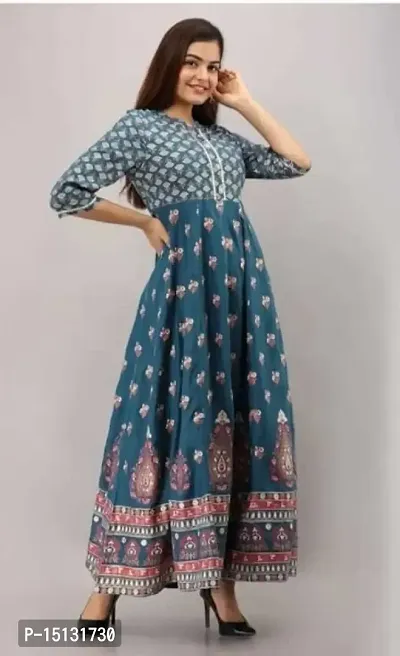 Nidhi Fashion Women's Rayon Printed Stylsih Designer Anarkali Gown for Women || Anarkali Gown for Women-thumb2