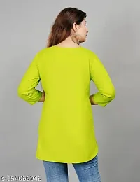 Nidhi Women's Rayon Casual Solid Fashionable Tops for women (Lime Green)-thumb2