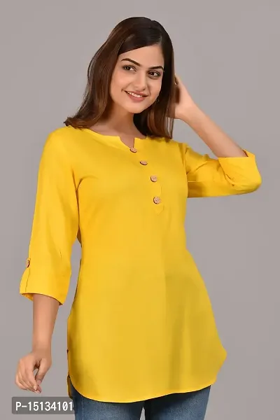 Nidhi Women Rayon Solid Stylish Side Cut Short Kurti Short Kurta Top-thumb4