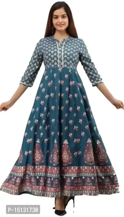 Nidhi Fashion Women's Rayon Printed Stylsih Designer Anarkali Gown for Women || Anarkali Gown for Women-thumb0