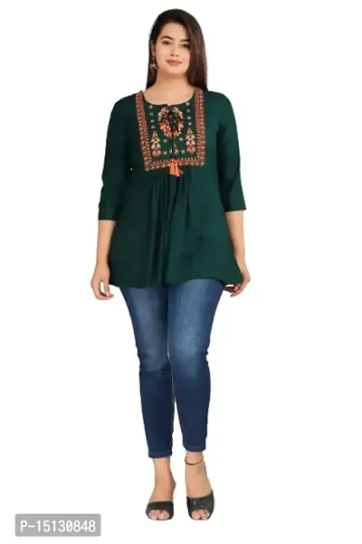 Nidhi Women Rayon Embroidery Regular Wear Top