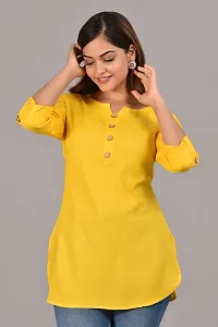 Nidhi Women Rayon Solid Stylish Side Cut Short Kurti Short Kurta Top-thumb4