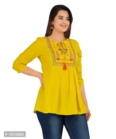 Nidhi Women Rayon Embroidery Regular Wear Top