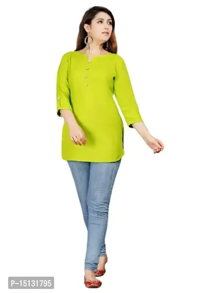 Nidhi Women's Rayon Casual Solid Fashionable Tops for women (Lime Green)-thumb0