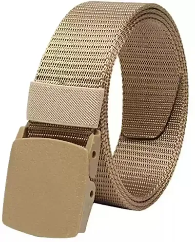 ZORO Men's Nylon woven fabric Belt, Hole free plastic flap buckle