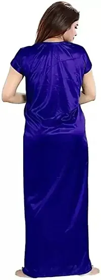 Women's Satin Nighty Set Dress Free Size (Blue)-thumb1