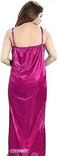 Women Solid Satin 6 Piece Pink Colour Nighty , Nightwear Set For Women  Girls (Free Size)-thumb3