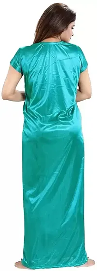 Women Solid Satin 6 Piece Nightwear Set For Women  Girls (Free Size)-thumb1