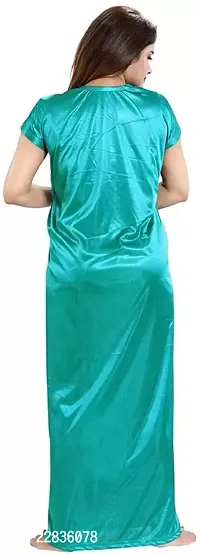 Women Solid Satin 6 Piece Nightwear Set For Women  Girls (Free Size)-thumb2