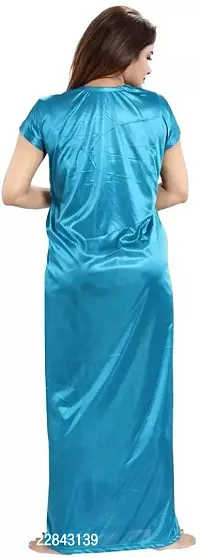 Women's Satin Solid Nightwear Nightyset Dress-thumb5