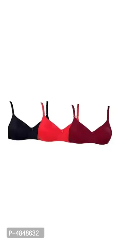 Women Padded Multicolor Solid Bra Pack Of 3