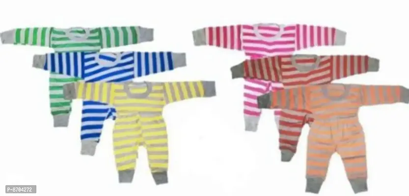 6 Kids Baby Boy And Baby Girl Thermal Pajama Top set Strip