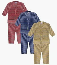3 Kids Baby Boy And Baby Girl Thermal Pajama Top Button Set Strip-thumb1