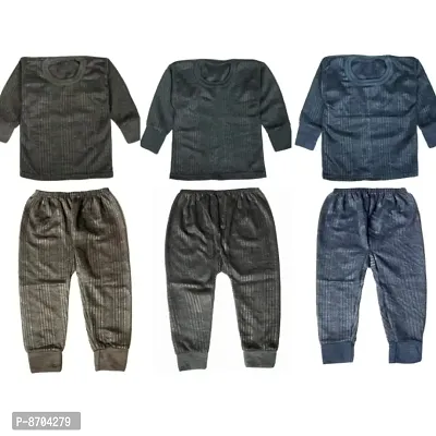 3 Kids Baby Boy And Baby Girl Thermal Pajama Top Lining Set-thumb0