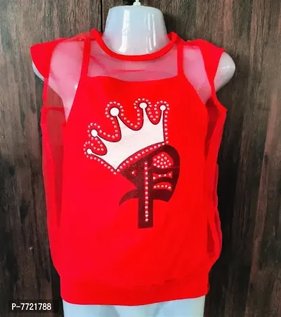 PUNK QUEEN RED COL FASHIONABLE MESH KIDS TOPS-thumb0