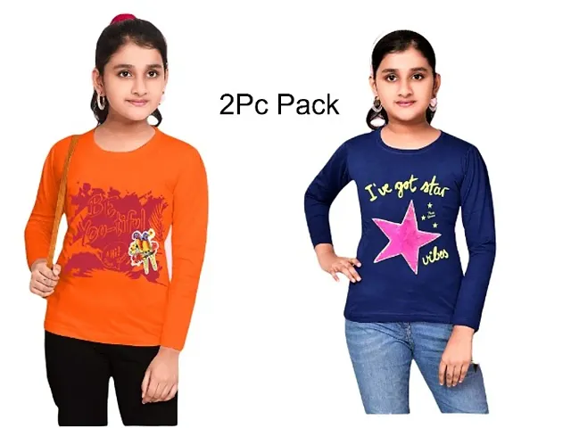 Classic Tshirt for Kids Girls, Pack of 2