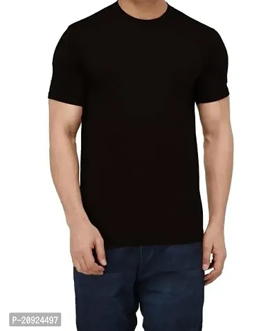 Stylish Black Cotton Solid T-Shirt For Men