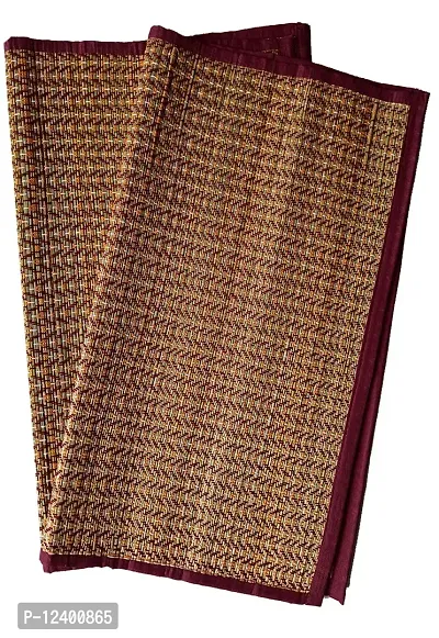 Montelal Store Handmade Korai Pai Kusha Grass Pooja Aasan Sitting Floor Mats Maroon -Set of 2 Pcs