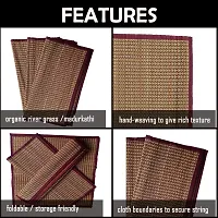 Montelal Store Handmade Korai Pai Kusha Grass Pooja Aasan Sitting Floor Mats Maroon -Set of 2 Pcs-thumb1