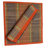 Montelal Store Handmade Korai Pai Kusha Grass Pooja Aasan Sitting Floor Mats Orange -Set of 2 Pcs-thumb1