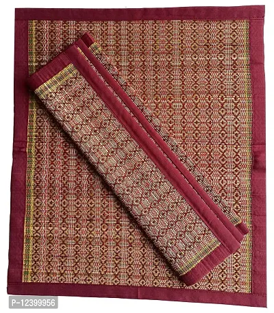 Montelal Store Handmade Korai Pai Kusha Grass Pooja Aasan Sitting Floor Mats Multicolour 2 Piece-thumb0