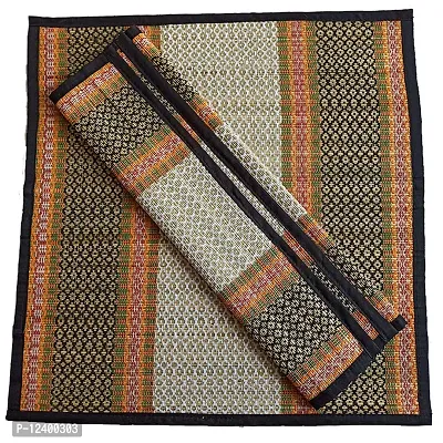 Montelal Store Handmade Korai Pai Kusha Grass Pooja Aasan Sitting Floor Mats Black -Set of 2 Pcs