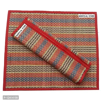 Montelal Store Handmade Korai Pai Kusha Grass Pooja Aasan Sitting Floor Mats Red -Set of 2 Pcs-thumb5