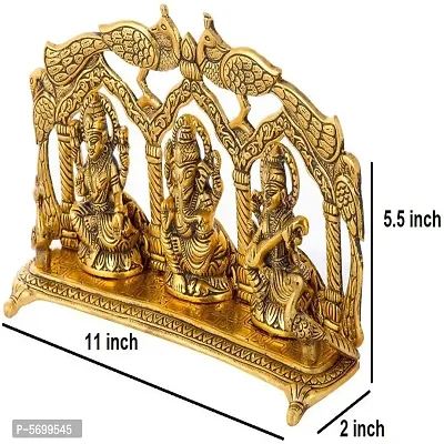 Metal Laxmi Ganesh Saraswati Peacock Singhasan
