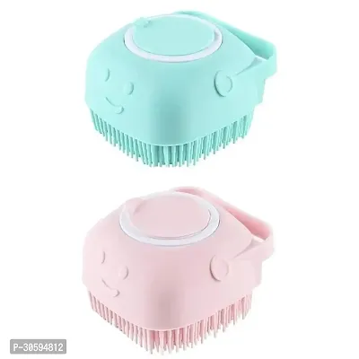 Silicone Bath Brush for Body Scrubber, With Handle(Pack of 1, Multicolor)(Random color)