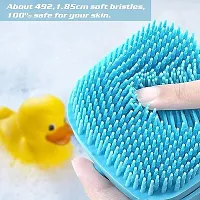 Silicone Bath Brush for Body Scrubber, With Handle(Pack of 1, Multicolor)(Random color)-thumb3