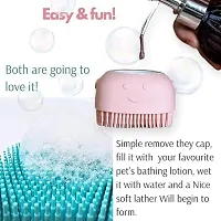 Silicone Bath Brush for Body Scrubber, With Handle(Pack of 1, Multicolor)(Random color)-thumb2