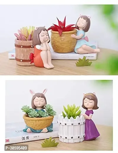 Cute Beautiful Combo Pack of 4 Basket Girls Succulent Planter Pots Without Planter