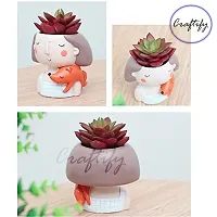 Cute Pack of 1 Face Girl Planter Pot without Plants-thumb2